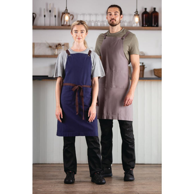 Tablier bavette en coton bleu marine - Southside