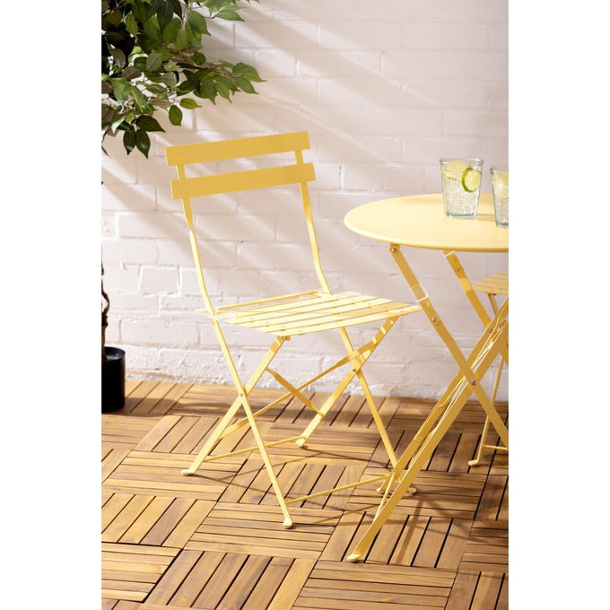 Chaises de terrasse pliantes en acier Perth jaunes (lot de 2) - Bolero