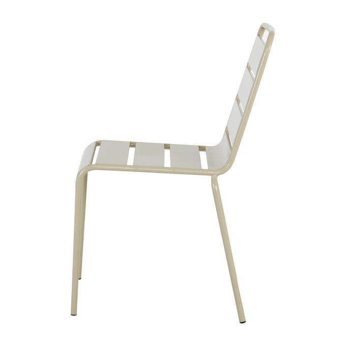 Chaises à lattes en acier Amalfi taupe (lot de 4) - Bolero