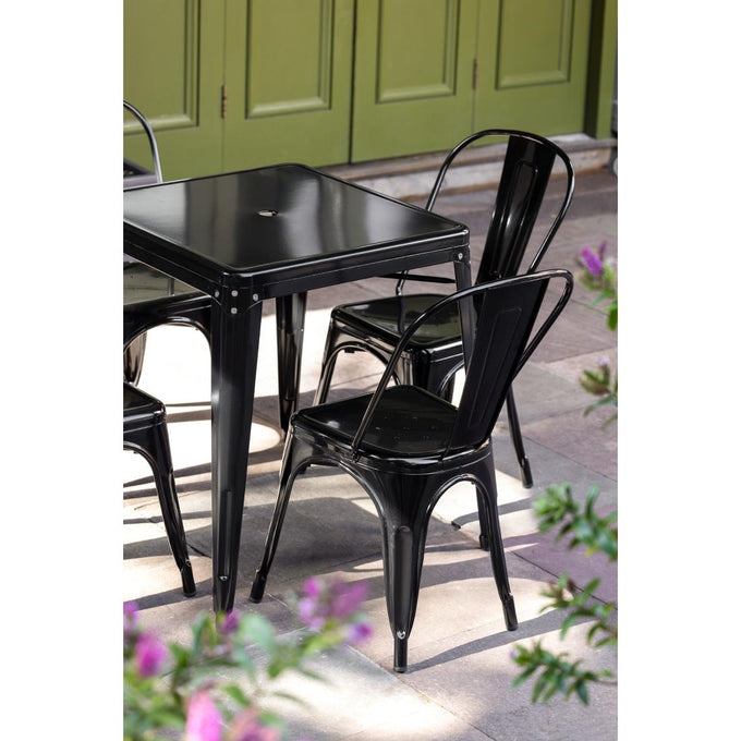 Table carrée en acier noir Bistro 668 mm - Bolero