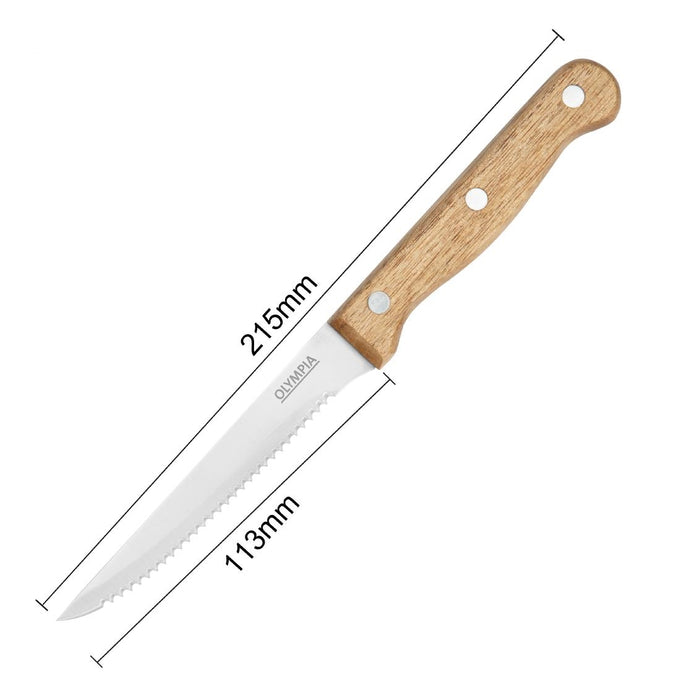 Couteaux à steak manche en bois d'acacia 100 % FSC 113 mm (lot de 12) - Olympia