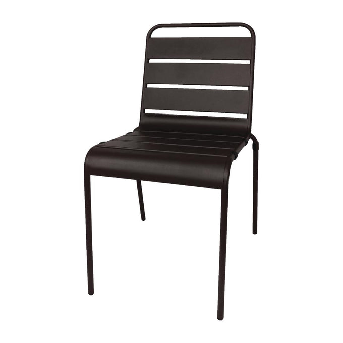 Chaise à lattes en acier noire lot de 4 - Bolero