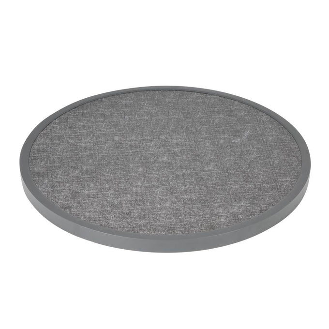 Plateau de table extérieur rond en verre trempé noir brossé bord gris 580 mm - Bolero