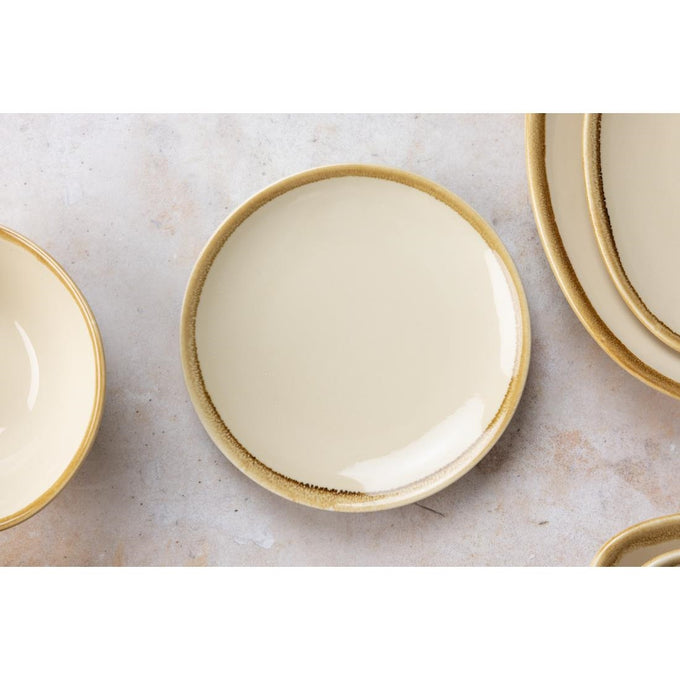 Assiettes plates rondes Kiln sable 230 mm (lot de 6) - Olympia