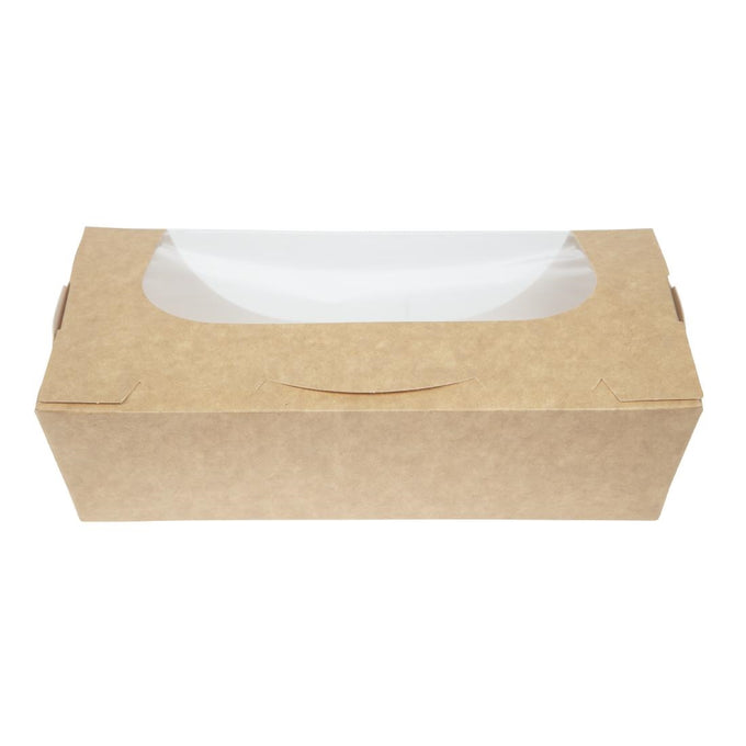 Barquettes à salade kraft recyclables avec fenêtre 1000 ml (lot de 200) - Colpac
