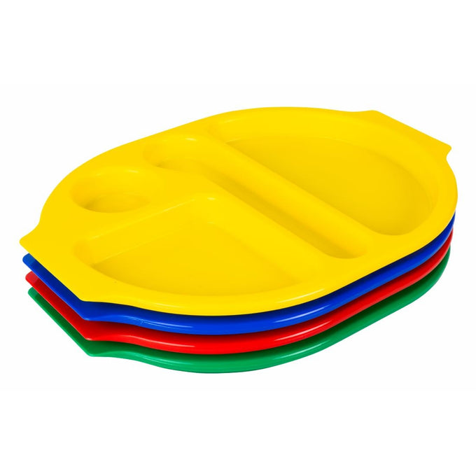 Grands plateaux repas à compartiments en polypropylène Kristallon rouges 375 mm (lot de 10) - Olympia