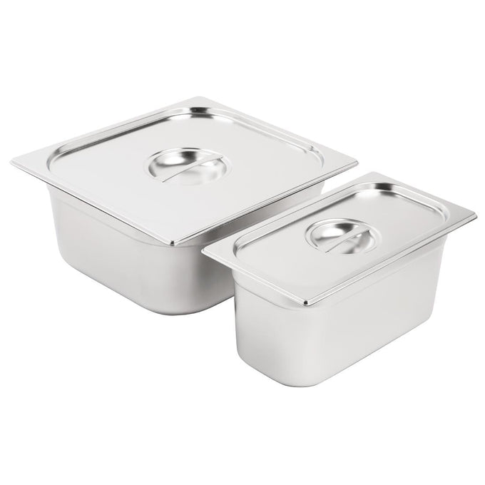 Ensemble de bacs GN 1/3 et 2/3 inox avec couvercles - Vogue
