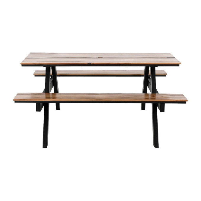 Ensemble table de pique-nique rectangulaire Acacia avec bancs - Bolero
