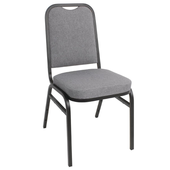 Chaise de banquet avec dossier carré et tissu gris lot de 4 - Bolero