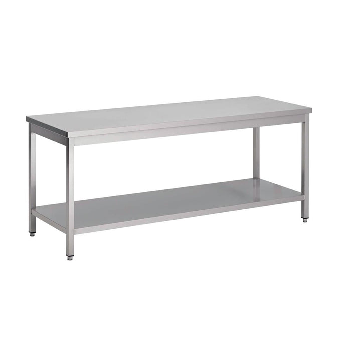 Table inox avec étagère basse 1800 × 600 × 850 mm - Gastro M