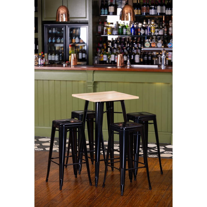 Mange-debout noir avec plateau en bois Bistro - Bolero
