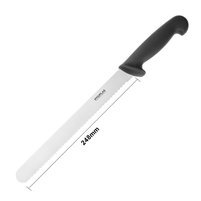 Couteau à trancher denté noir 248 mm - Hygiplas