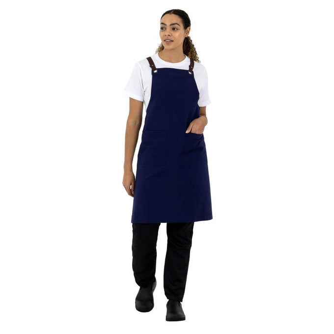 Tablier bavette en coton bleu marine - Southside