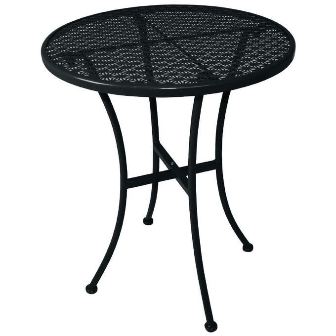 Table bistro ronde en acier ajouré noire 600 mm (lot de 15) - Bolero