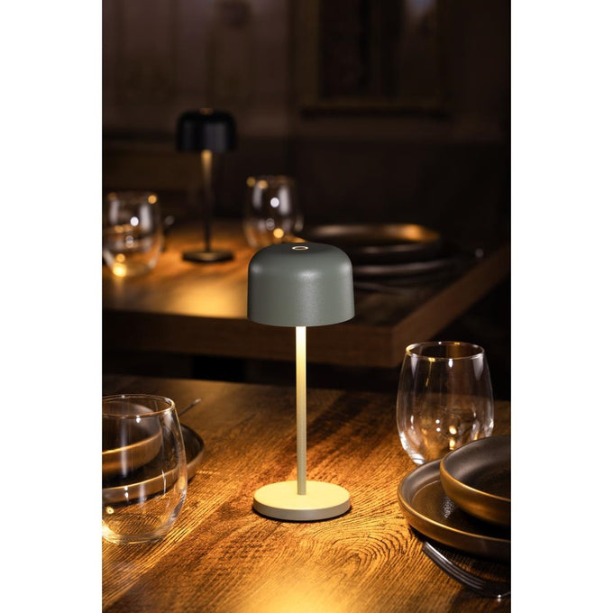 Lampe de table avec abat-jour rond Lucca verte 200 mm - Olympia
