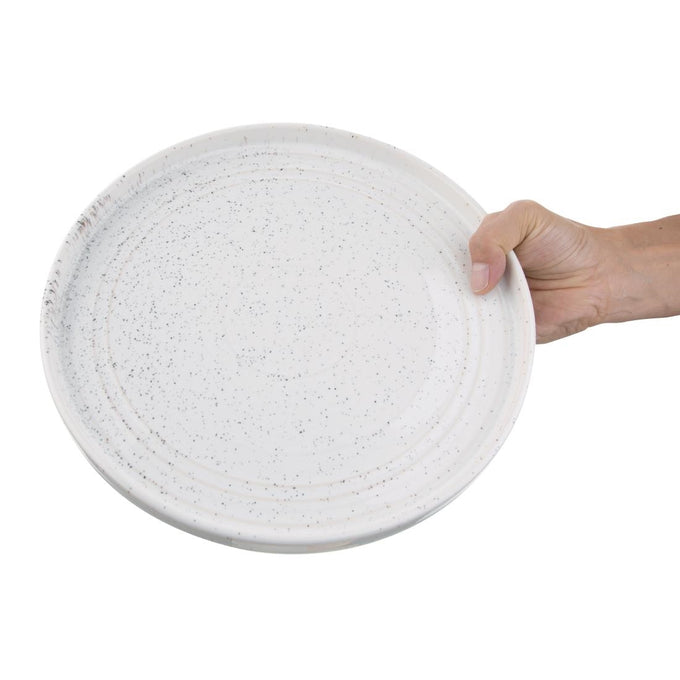 Assiettes plates rondes Cavolo blanc moucheté 270 mm (lot de 4) - Olympia
