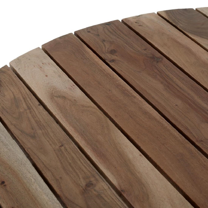 Ensemble table de pique-nique ronde Acacia avec bancs - Bolero