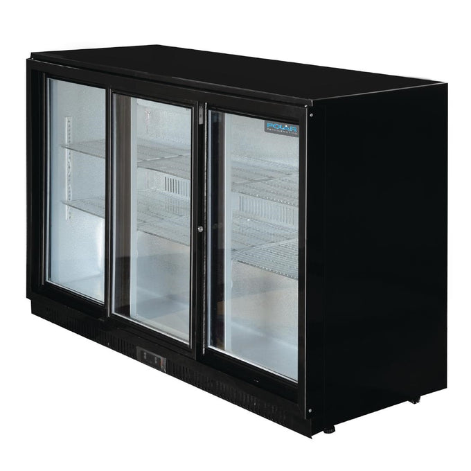 Arrière-bar trois portes coulissantes Série G noir 330 L - Polar