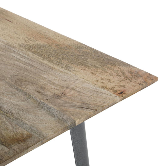 Table à manger avec plateau en bois de manguier lisse et piètement gris acier Bistro 1450 mm - Bolero
