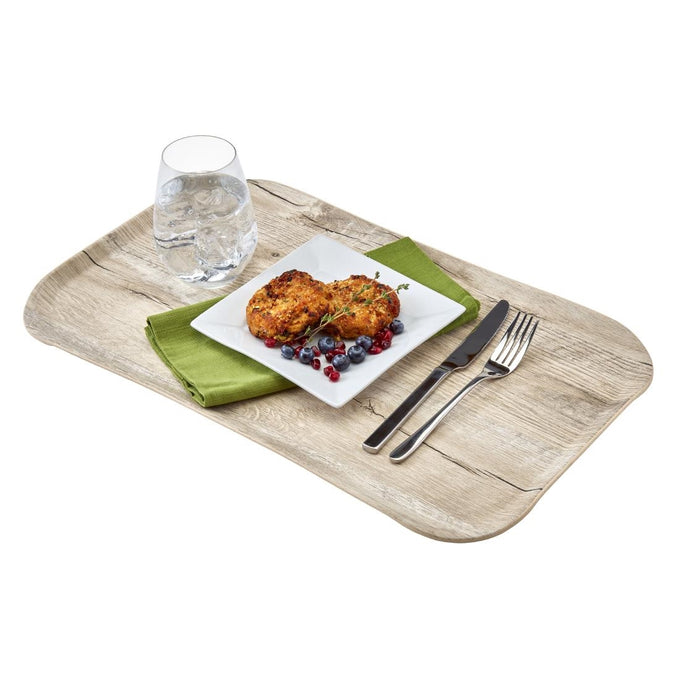 Plateau rectangulaire polyester aspect bois Century 32 × 53 cm chêne clair - Cambro