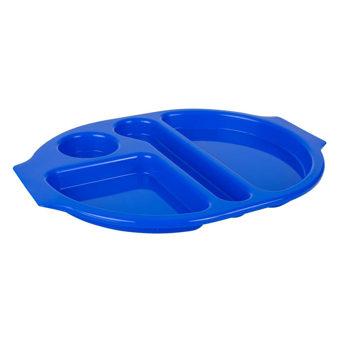 Grands plateaux repas à compartiments en polypropylène Kristallon bleus 375 mm (lot de 10) - Olympia