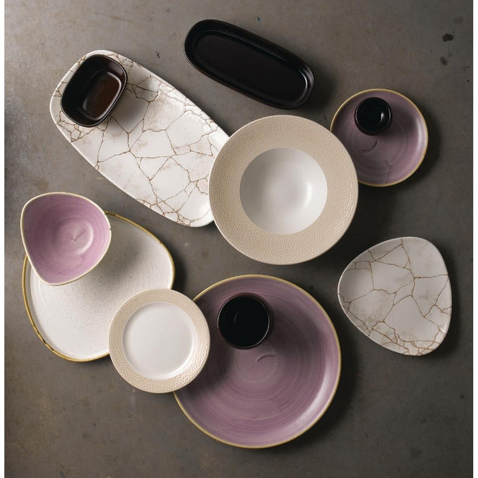 Assiettes triangulaires Studio Prints Kintsugi Agate Grey Lotus 254 mm (lot de 12) - Churchill