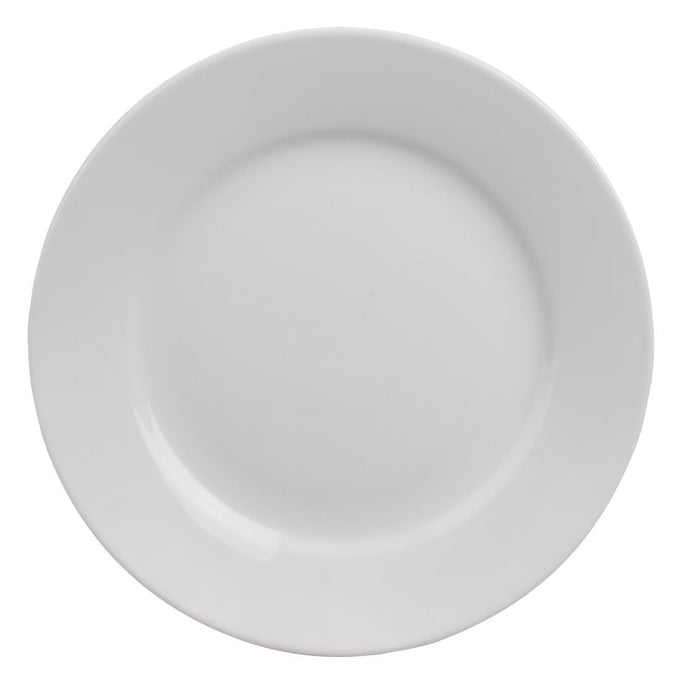 Assiettes blanches à bord large Athena 254 mm (lot de 12) - Olympia