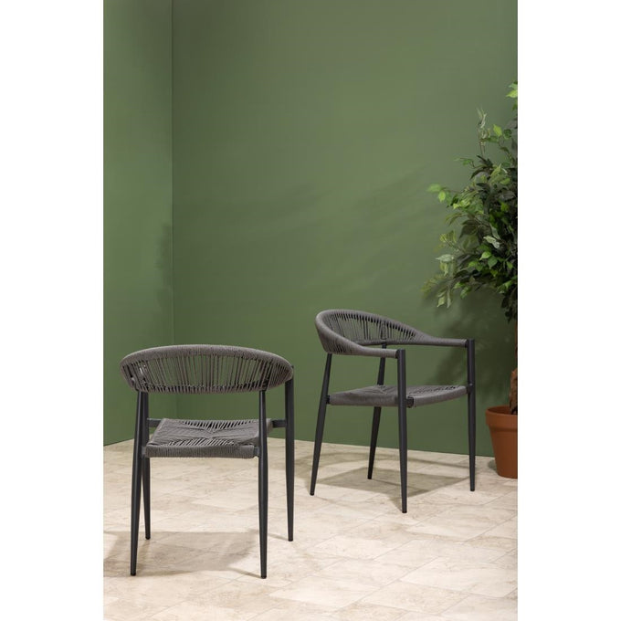 Fauteuils d'extérieur en rotin PE tressé Eden anthracite (lot de 4) - Bolero