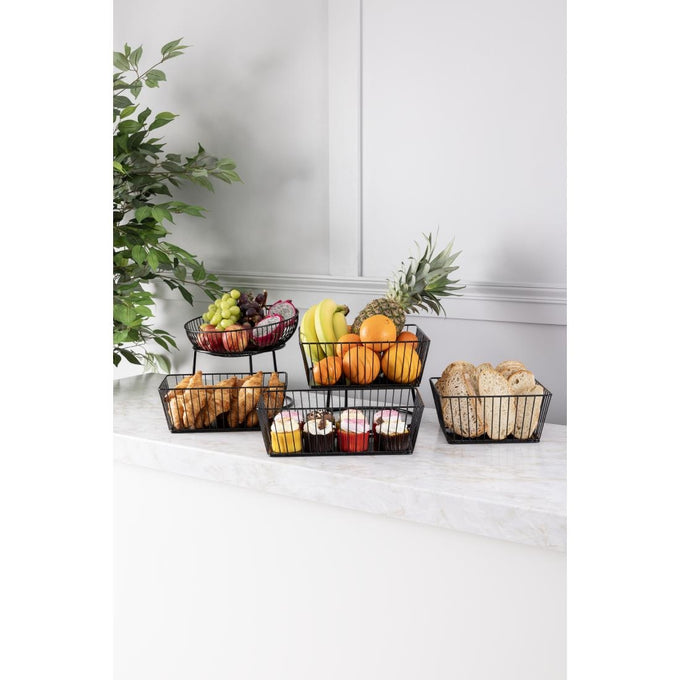 Panier de présentation carré métallique noir 280 × 280 × 100 mm - Olympia