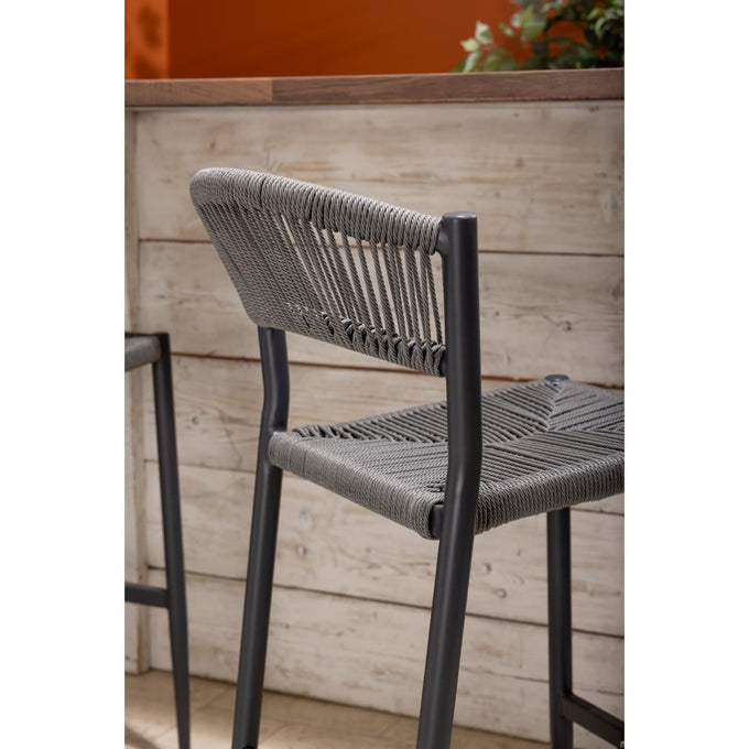 Tabourets de bar d'extérieur en rotin PE tressé Eden anthracite (lot de 2) - Bolero