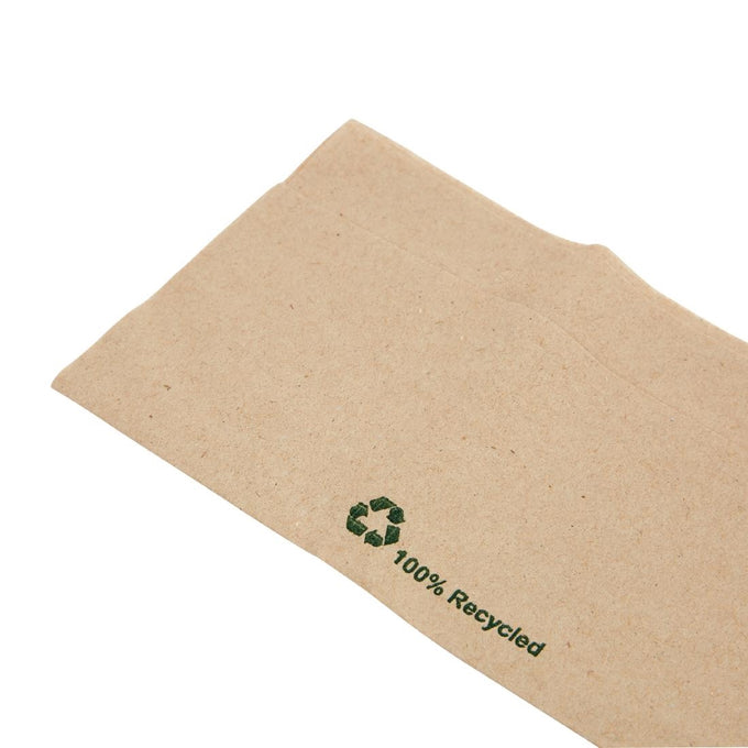 Serviettes kraft recyclées pliées 320 × 300 mm (lot de 6000) - Fiesta Recyclable