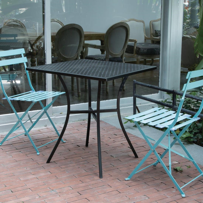 Table bistro carrée en acier ajouré noire 700 mm - Bolero