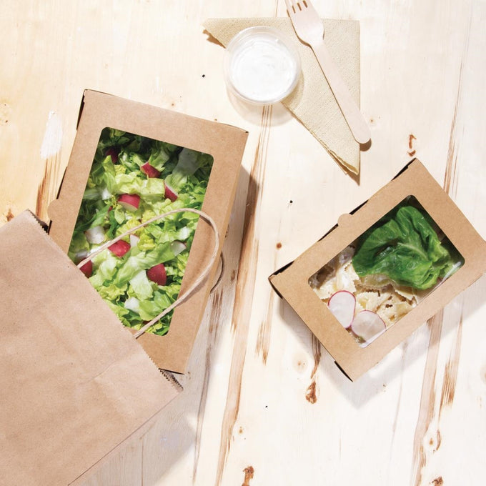 Boîtes salade avec fenêtre PET 700 ml (lot de 200) - Fiesta Recyclable