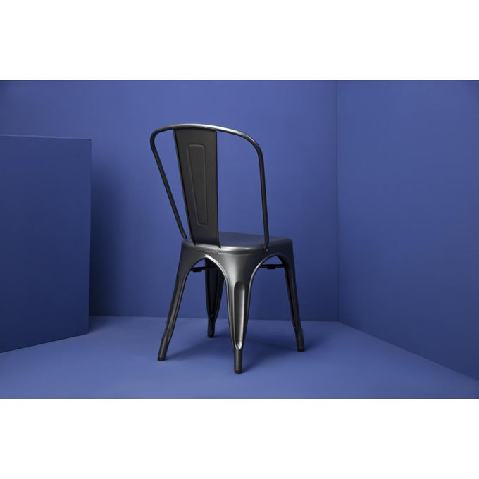 Chaises en acier gris métallisé Bistro (lot de 4) - Bolero
