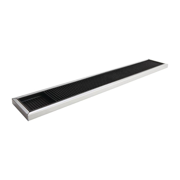 Tapis de bar en caoutchouc avec cadre en acier inoxydable 600 × 100 mm - Beaumont
