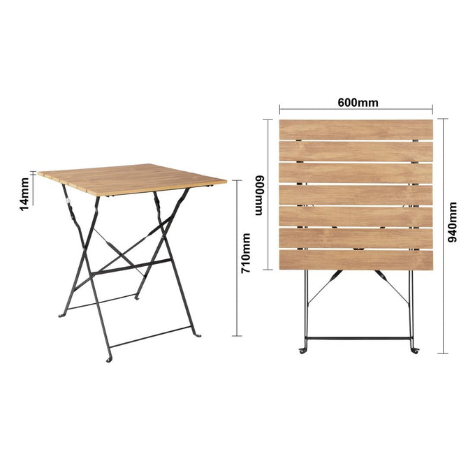 Table de terrasse carrée Perth effet bois - Bolero