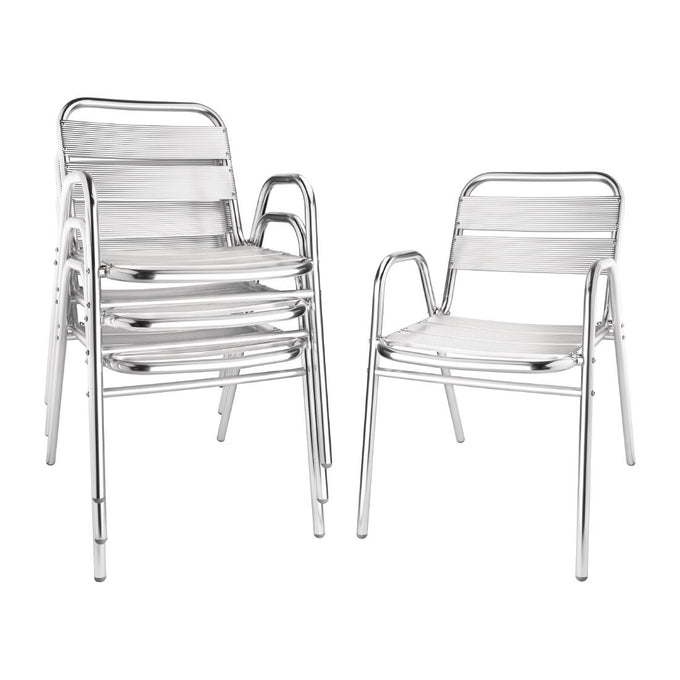 Fauteuils empilables en aluminium avec accoudoirs (lot de 4) - Bolero