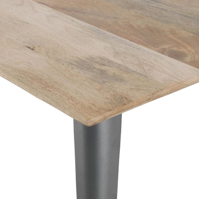 Table à manger avec plateau en bois de manguier lisse et piètement gris acier Bistro 1450 mm - Bolero
