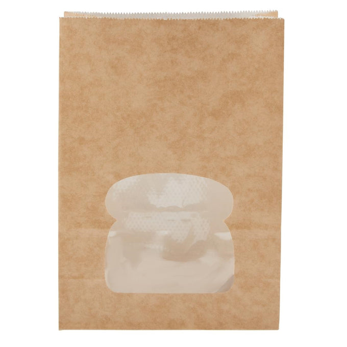Sacs sandwich kraft recyclables noirs avec fenêtre (lot de 250) - Colpac