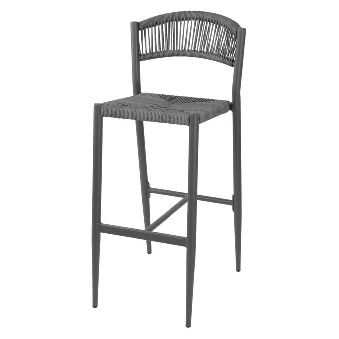 Tabourets de bar d'extérieur en rotin PE tressé Eden anthracite (lot de 2) - Bolero