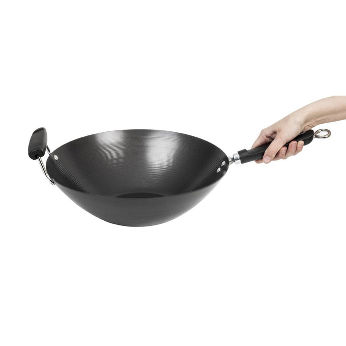 Wok antiadhésif fond plat 356 mm - Kitchen Craft