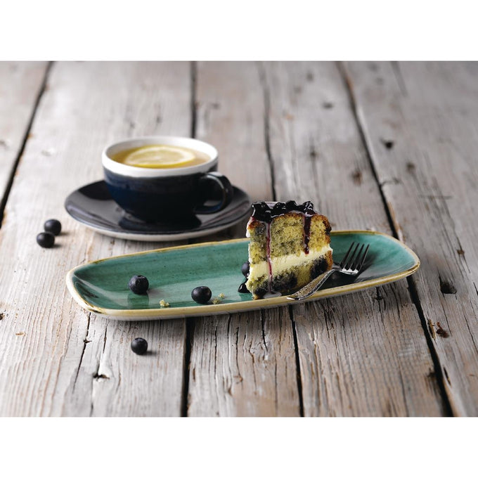 Assiettes oblongues Stonecast No.4 Samphire Green 269 × 127 mm (lot de 12) - Churchill