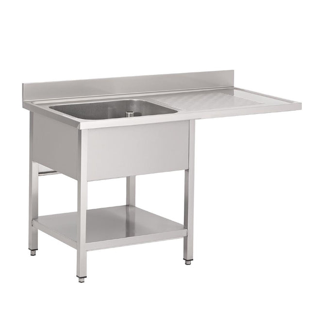 Plonge inox avec étagère basse et emplacement lave-vaisselle 1 bac à gauche 120 × 70 × 85 cm - Gastro M