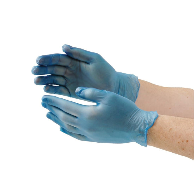 Gants alimentaires en vinyle poudré Hygiplas bleus (lot de 100) - Unicare