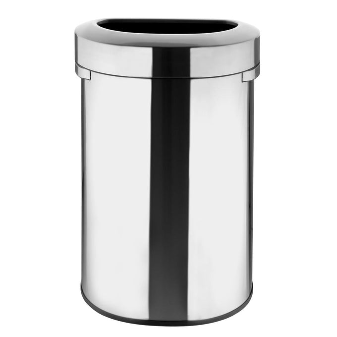 Poubelle en D en acier brossé avec couvercle ouvert 86 L - Bolero