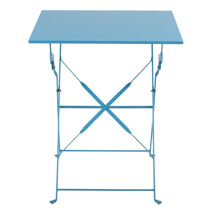 Table de terrasse carrée en acier bleu turquoise 600 mm - Bolero