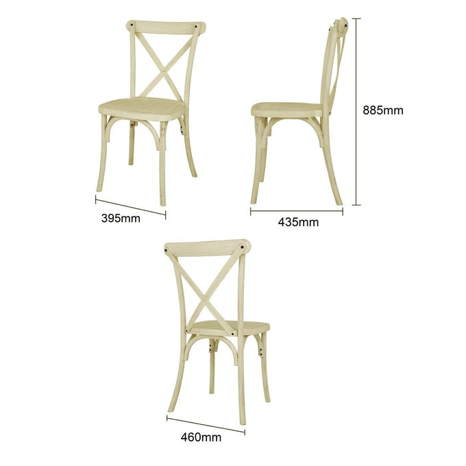 Chaises à dossier croisé en résine Manhattan effet bois naturel (lot de 4) - Bolero