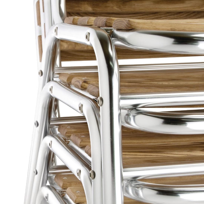 Chaises bistro frêne et aluminium (lot de 4) - Bolero