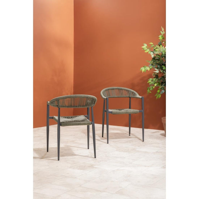 Fauteuils d'extérieur en rotin PE tressé Eden verts (lot de 4) - Bolero