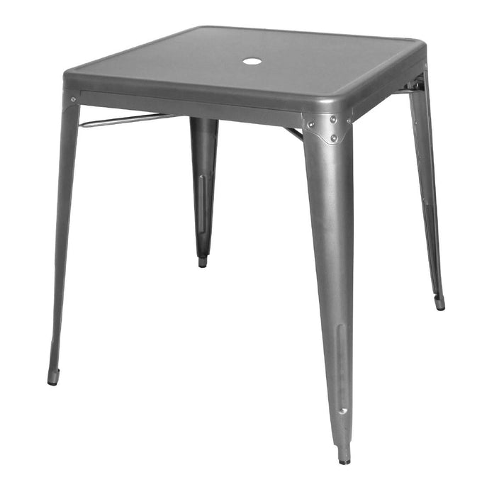 Table carrée en acier gris métallisé Bistro 668 mm - Bolero